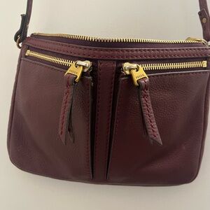 Fossil Women's Deep Red Leather Crossbody Bag